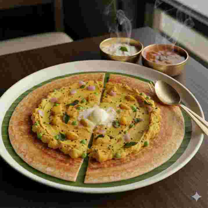 Open Butter Masala Dosa